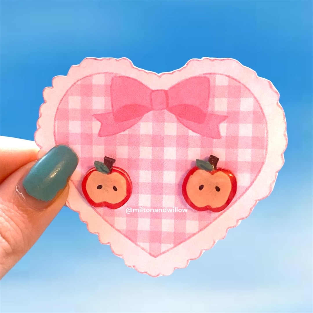 Hand-painted Apple Core Stud Earrings – Whimsy Twee Jewelry - Etsy UK
