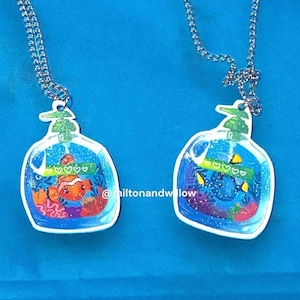 Aquarium Soap Necklace - Tropical Frutiger Aero Clownfish and Blue Tang Charm Necklace