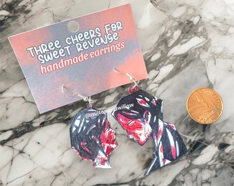 Emo Band Handpainted Plastic Earrings