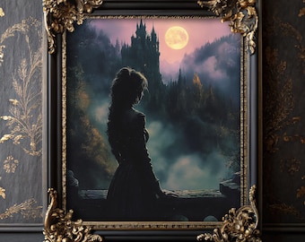 Gothic Castle Art Print: Dark Fantasy Victorian Woman (Digital Download)