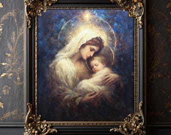 聖母マリアと幼子イエスの絵画：カトリックのキリスト教絵画（デジタル