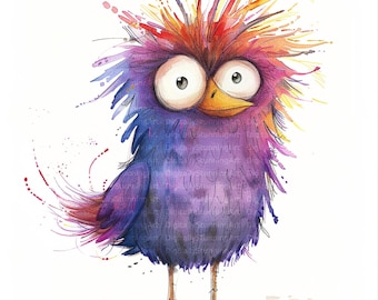 15 Whimsical Birds Watercolor Clipart, Digital Clipart, Commercial Use, High Quality JPG, Printable clipart, Digital download, Scrapbooking