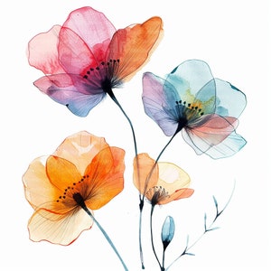 15 flores abstractas variadas, clipart digital, uso comercial, JPG de alta calidad, clipart imprimible, descarga digital, scrapbooking