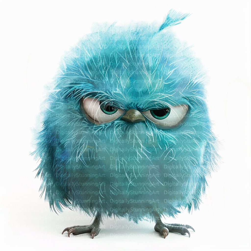 Grumpy Blue Bird Watercolor Clipart, PNG (digital Download) - Etsy