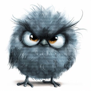 Grumpy Blue Bird Watercolor Clipart, PNG (digital Download) - Etsy
