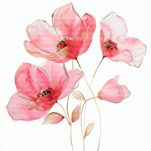 15 Pink Abstract Flowers Clipart, Digital Clipart, Commercial Use, High ...
