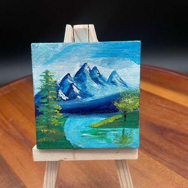 Mini Canvas Oil Painting with Easel