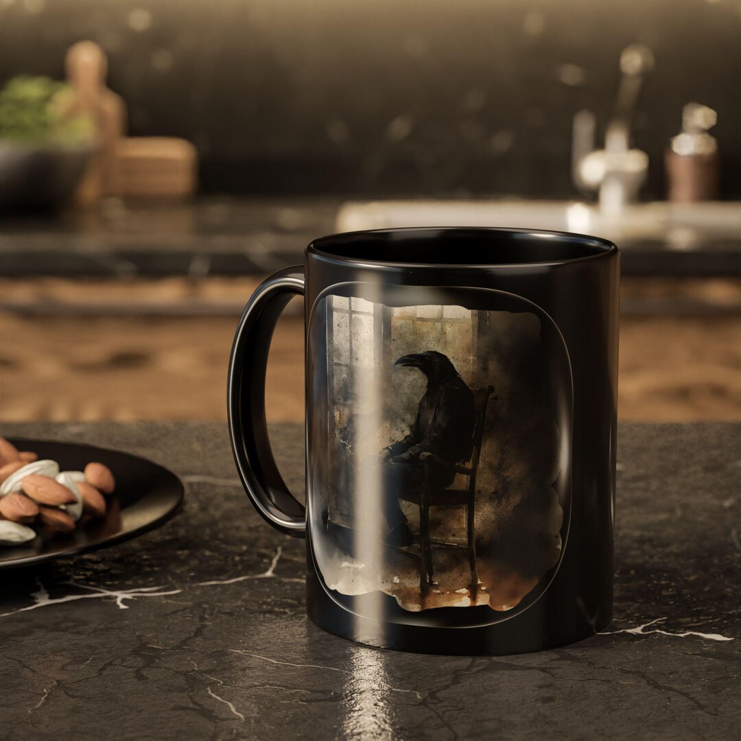 Gothic Raven Coffee Mug Dark Academia Black Bird Cup Etsy