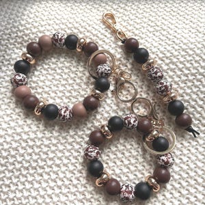 Brown Wristlet | Bracelet Keychain | Silicone Beads | Cowgirl | Country | Cow Print | Gift Ideas | Mom | Friend | Teacher