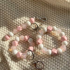 Pulsera Rosa | Llaveros de cuentas de silicona | Pulsera coqueta | Confeti | Accesorios | Ideas de regalos | Mamá | Amigo | Maestro