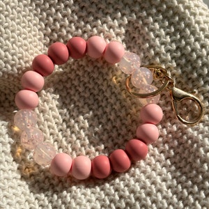 Pulseras de rosas | Pulsera llavero | Pulsera de cuentas de silicona | Confeti | Accesorios para bolsos | Ideas de regalos | Mamá | Amigo | Maestro