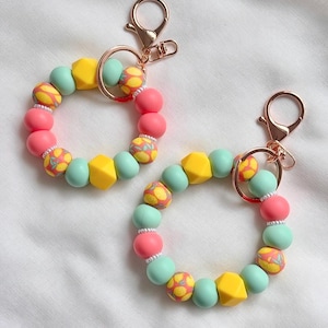 Zitronenarmband | Schlüsselanhänger aus Silikonperlen | Gelbes Armband | Obst | Sommeraccessoires | Geschenkideen | Mama | Freund | Professor