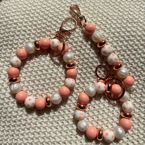 Pulseras Llavero pulsera | Perlas de silicona de oro rosa | Pesca | Amapola Accesorios | Ideas de regalos | Mamá | Amigo | Maestro