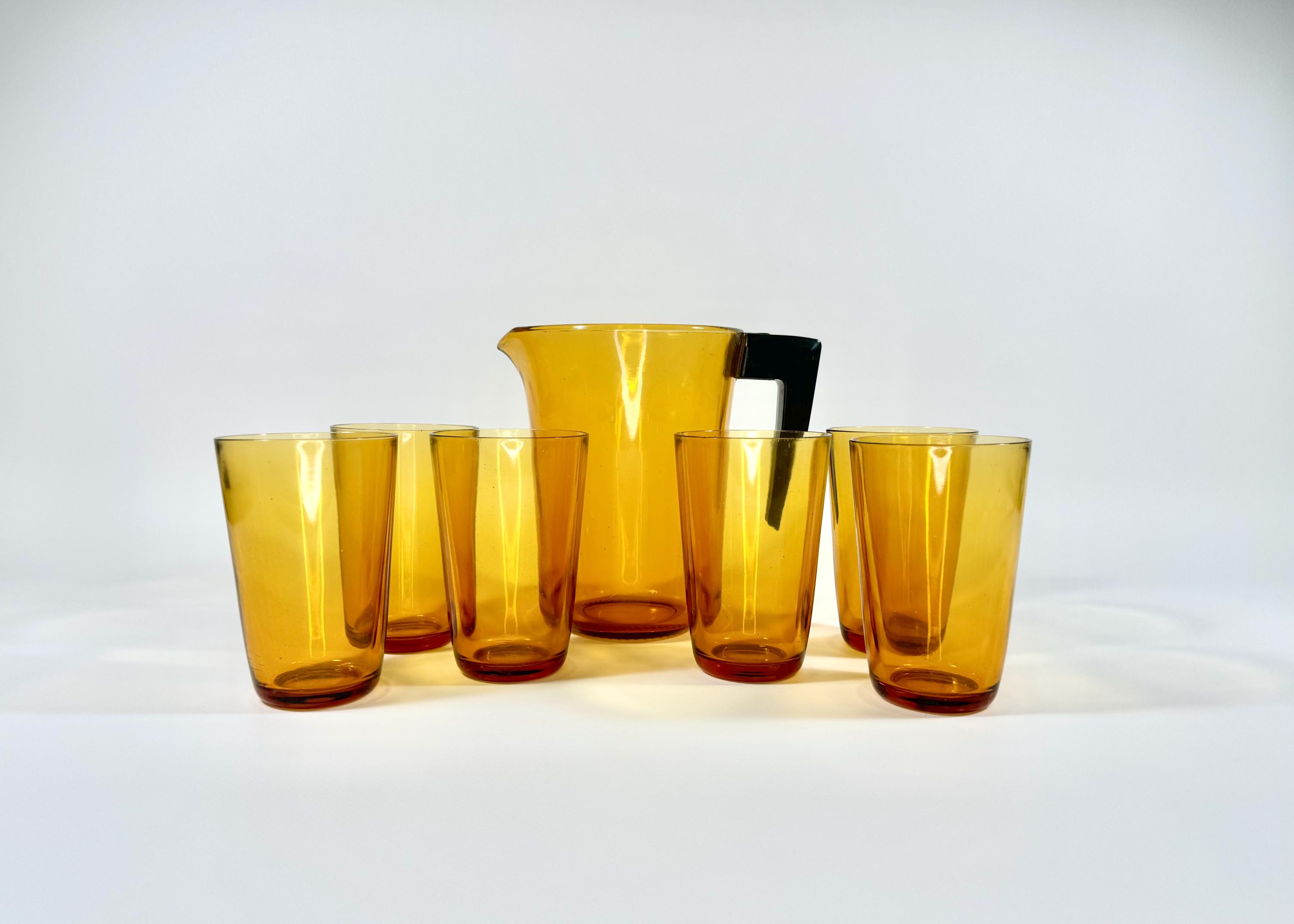 Pichet En Verre Ambré Vereco France – Avec Bec Verseur, Vintage