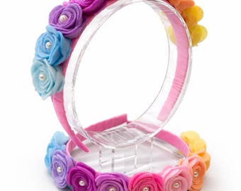 Handmade Multicolor Floral Headband | Limited Edition | Flower Headband with Pearls | Accessory for Girls and Women | Special Gift