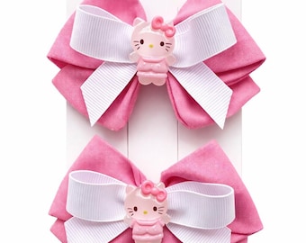 Limited Edition Hair Bows for Girls – Special Handmade Bow Set – Cute Character Hair Accessories – Boutique Style Hair Clips