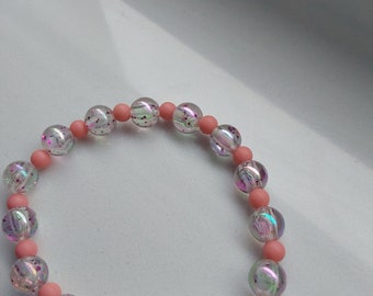 pink und durchsichtiges perlen Armband