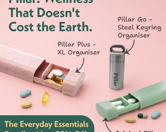 Pillar - Everyday Essentials Bundle | Eco-friendly 7-Day Pill Organisers | Biodegradable Wheat Straw Pill Box and Keyring