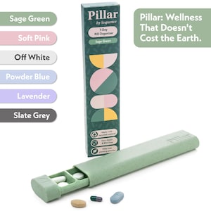 Pillar - Organizador de pastillas ecológico para 7 días - Pastillero semanal de plástico biodegradable con paja de trigo