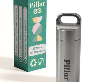 Pillar Go - Stainless Steel Keyring Pill Holder | Recycled Metal Pill Box For Travel