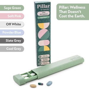 Pillar - Eco-friendly 7-Day Pill Organiser - Biodegradable Wheat Straw Plastic Weekly Pill Box