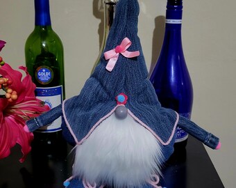 Handmade Hook Hat Gnome: Standing Checkered, Jean, BLM Gnome Decor
