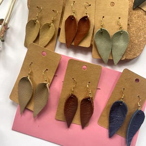 Leather Leaf Earrings Handmade Leather Natural Earrings Boho Leaf Inspired Earrings Statement Jewelry and Accessories Gift Under 10 dollars