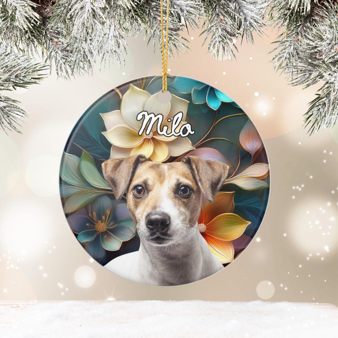 Personalized Pet Portrait Ornament, Custom Dog Photo Memorial Keepsake ...