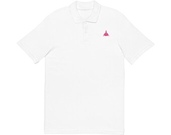 Rosa Schmetterlings-Stickerei-Polo-Shirt | Pikee Polo