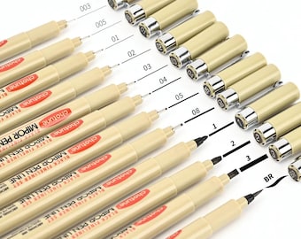 Micron Style Ink Liner Pens for Sketching, Illustrating, Manga-12 Sizes
