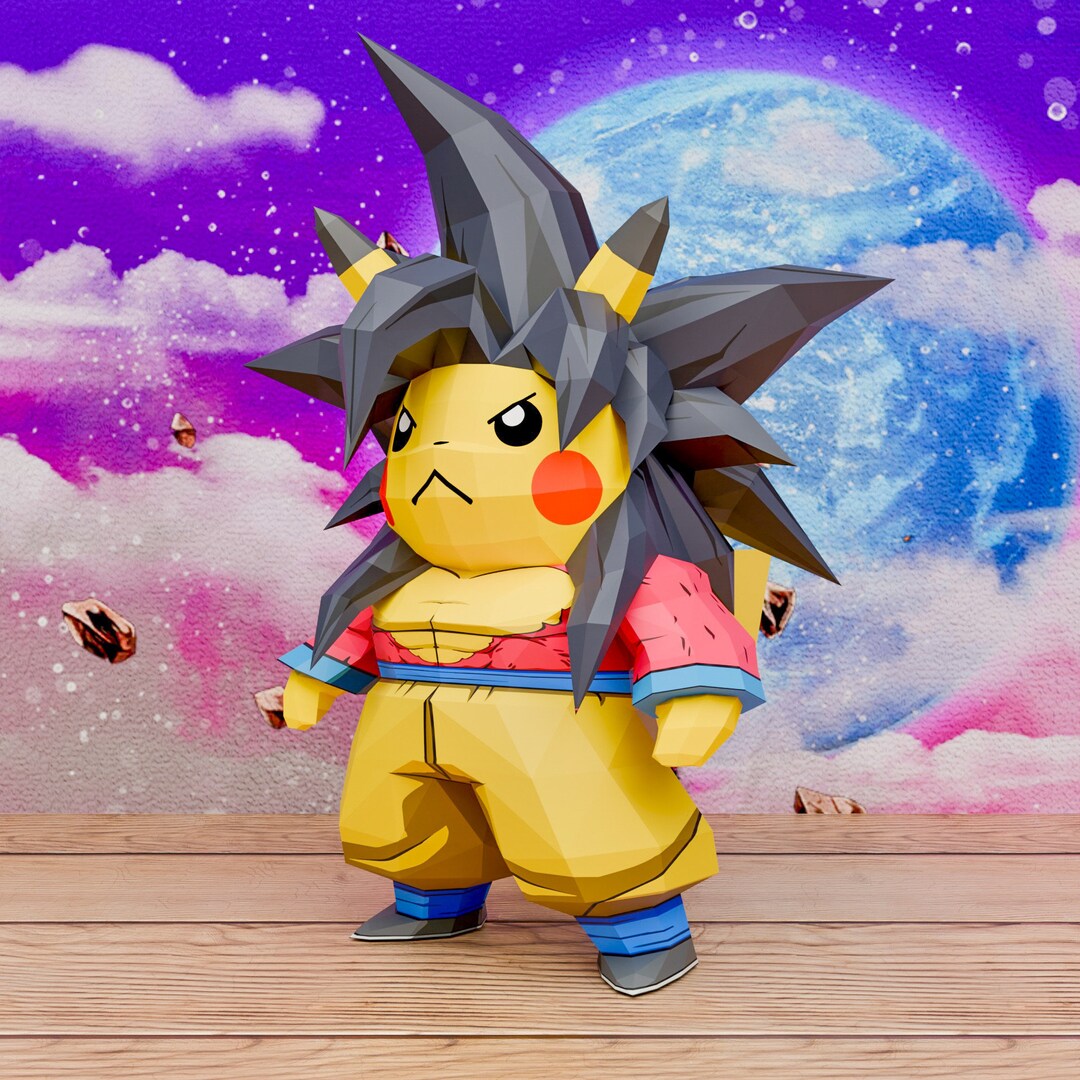Buy Pikachu Super Saiyan 4 Papercraft, PDF, PDO, DXF Format,