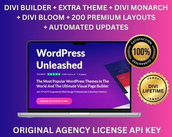 Divi Lifetime Agency API Key + Automated Updates + Divi Builder + Extra Theme + Divi Monarch +  Divi Bloom + 200 DIVI Premium Layouts