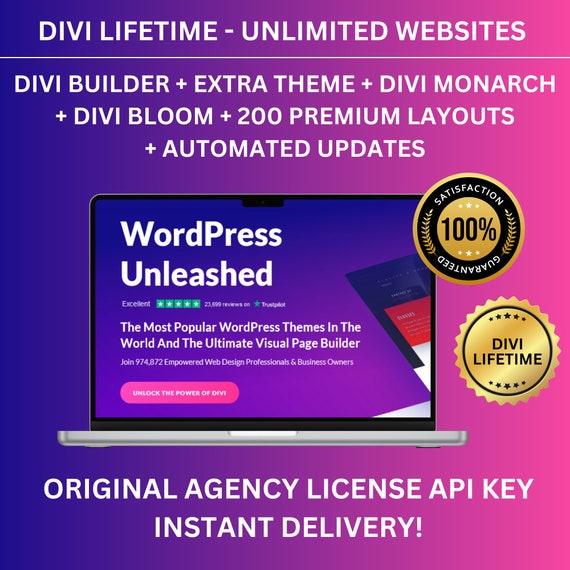 Divi Lifetime Agency API Key: WordPress Theme + Builder (+ Divi 5) + Plugins | Unlimited Sites