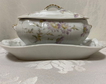 Olla mostaza o salsera Porcelana de Limoges Jean Pouyat