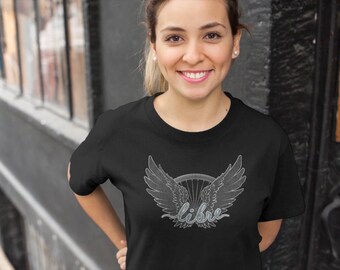 Unisex organic cotton cycling t-shirt - Freewheel and wings - Freedom spirit
