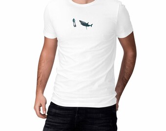 Unisex organic cotton sailor t-shirt – diving in troubled waters – sailor style t-shirt