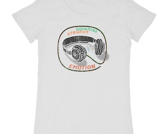 Organic Women's T-shirt – Dopamine & Music Design | Ethical Organic Cotton | Original Emotion T-shirt