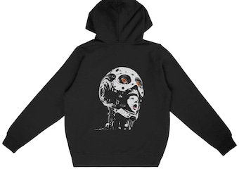 Eco-Friendly Unisex Hoodie – Futuristic AI Robot Design – Original Streetwear