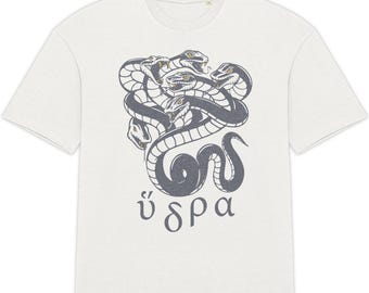 Hydra Organic Oversized T-Shirt – Greek Mythology Serpent – Unisex, Heavy Cotton, Ethical Fashion