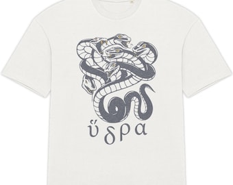 Organic cotton t-shirt - oversized - premium - 220g - Unisex - Greek mythology serpent - "Hydra"