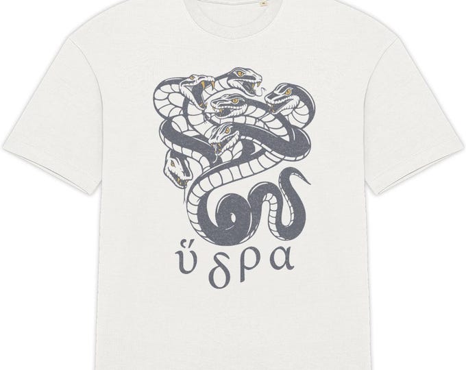 Organic cotton t-shirt - oversized - premium - 220g - Unisex - Greek mythology serpent - "Hydra"