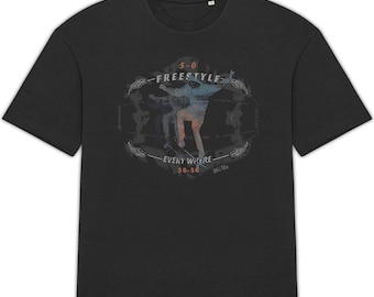 Oversized unisex organic cotton t-shirt – Freestyle skateboarding, skater streetwear look, ethical urban fashion