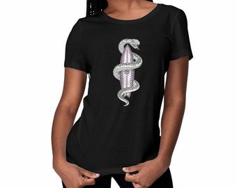 Women's organic cotton surf t-shirt - Surfboard snake - Venomous Waves 4
