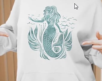 Unisex organic lightweight hoodie – Aloha Mermaid – organic cotton & recycled polyester – original design
