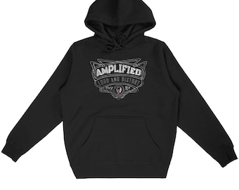 unisex organic cotton rock sweatshirt - Amplified guitar logo - Ethical music t-shirt