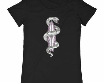 Women's organic cotton surf t-shirt - Surfboard snake - Venomous Waves 4