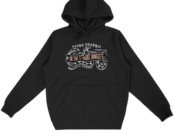 Unisex Organic Hoodie – Retro Jungle T-shirt Design with Snake – Ethical Hoodie Printed France