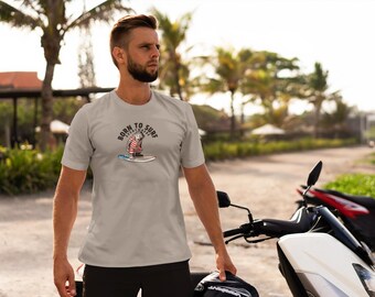 Unisex organic cotton surf t-shirt – Born to Surf – Fun monkey & board