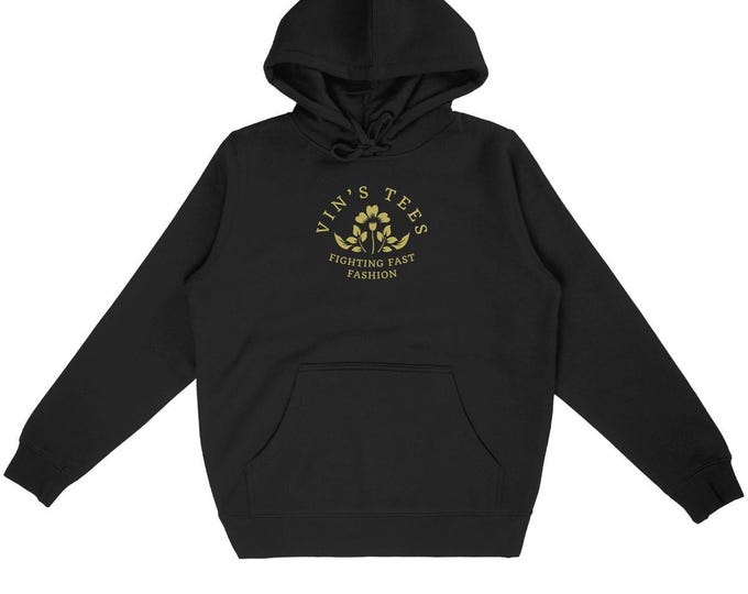 Featured listing image: Unisex organic hoodie – Ethical hoodie "Fighting Fast Fashion" – Eco-responsible fashion printed in France