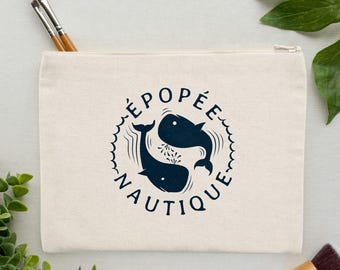 Recycled cotton pouch – "Nautical Epic" | Ethical & illustrated accessory